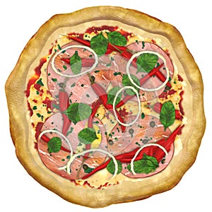 Pizza pepperoni is perfect for you to design your restaurant menus 3d rendering