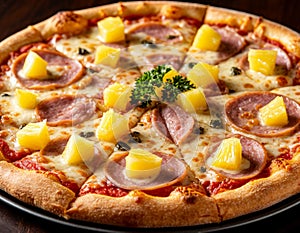Pizza with pineapples
