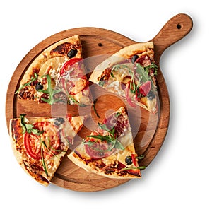 Pizza on a plate isolated on white transparent background PNG file ready to use - 01