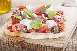 pizza pomodoro, vegetarian and homemade isolated on white background