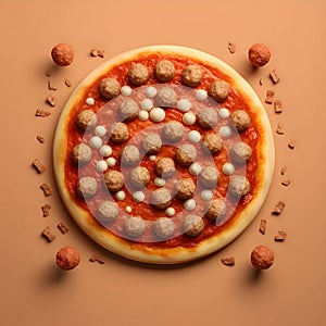 Pizza with pulps on an orange background