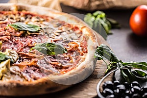 Pizza Quatro Stagioni four seasons traditional italian meal from photo