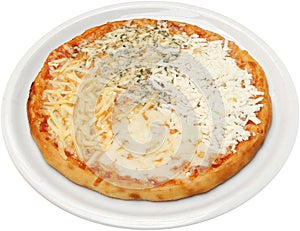 Pizza Quattro formaggi with cheese, feta, melted and cream cheese