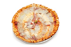 Pizza Quattro Formaggi on the white background