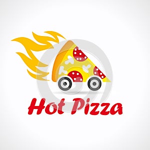Pizza quickly delivering logo.