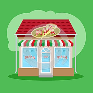 Pizza restaurant front view