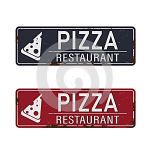 Pizza Restaurant red vintage rusty metal sign on a white background, vector illustration