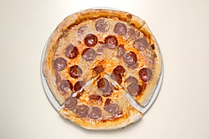 Pizza salami diavola photo