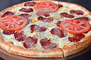 Pizza with salami