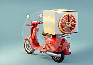 Pizza scooter delivery loaded with large pizza box