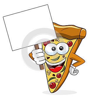 Pizza slice cartoon funny banner copyspace isolated