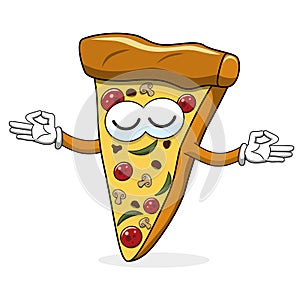 Pizza slice cartoon funny meditation buddhism isolated