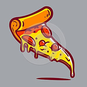 Pizza Slice Cartoon Style Vector