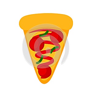 Pizza Slice with Cheese and Pepperoni Icon Cartoon Animated PNG Illustration
