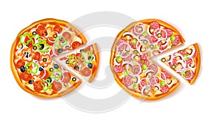 Pizza With Slice Composition