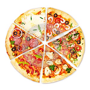 Pizza slice with different toppings