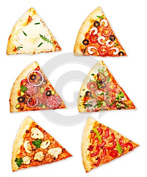 Pizza slice with different toppings