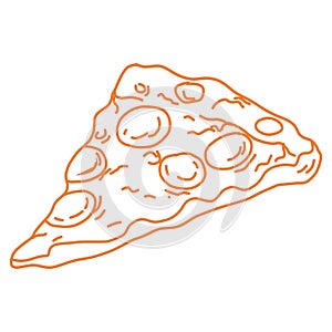 Pizza Slice Doodle Art Drawing Vector Illustration