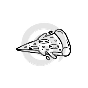 Pizza slice doodle hand drawn illustration