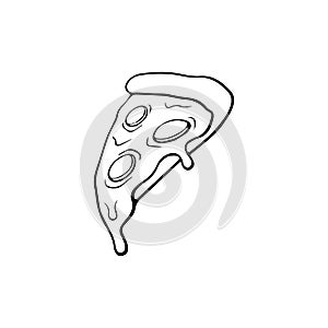 Pizza slice flat line icon. Pizza slice with pepperoni flat icon for apps and websites.