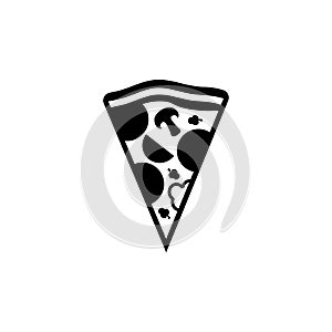 Pizza slice flat line icon. Pizza slice with pepperoni flat icon for apps and websites.