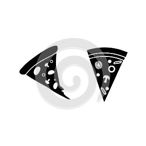 Pizza slice flat line icon. Pizza slice with pepperoni flat icon for apps and websites.