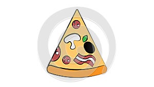 Pizza slice. Food icon. Flat style vector illustration