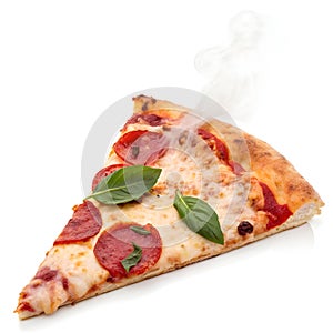 Pizza slice isolated on white background