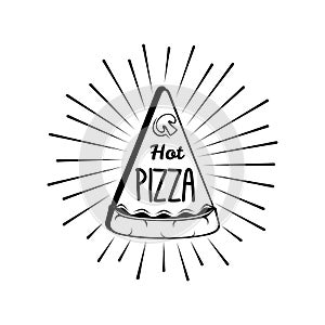 Pizza Slice Italian Food Vector Illustration. Isolated On White