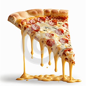 pizza slice with melting cheese and pepperoni - ai generated