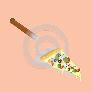 pizza slice on the server. Vector illustration decorative design