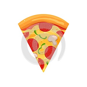 Pizza slice sign. Cartoon vector illustration.