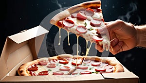 Pizza Slice with Stretchy Cheese photo