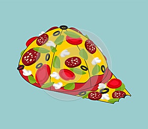 Pizza Snapback Baseball Cap isolated. vector illustration