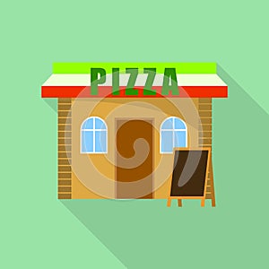 Pizza street shop icon, flat style