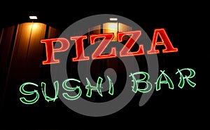 Pizza and Sushi Bar Neon Sign