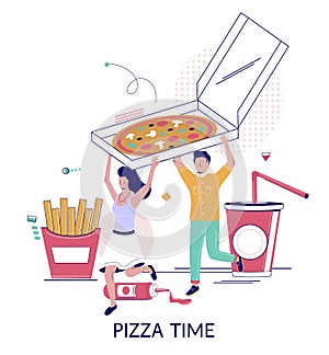 Pizza time, vector flat style design illustration