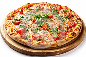 Pizza with Tomatoes, Mozzarella Cheese and Parsley.