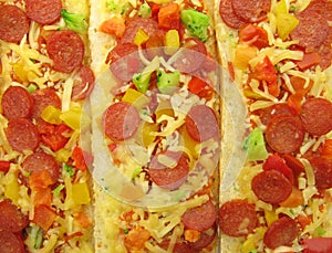 Pizza topped bruschetta baguette sandwiches