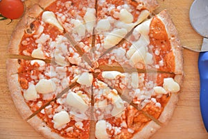 Pizza traditional italian food baked with tomato and mozzarella chhese