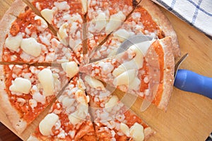 Pizza traditional italian food baked with tomato and mozzarella chhese