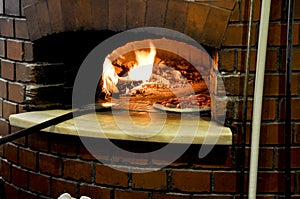 Pizza in a traditional oven