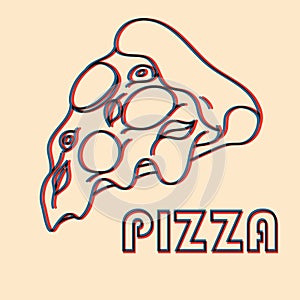 Pizza. Vector illustration with risograph print effect