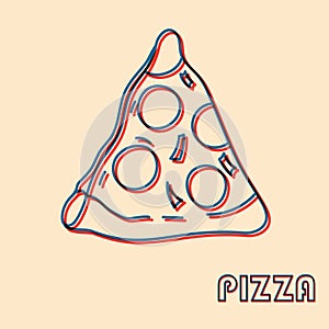 Pizza. Vector illustration with risograph print effect