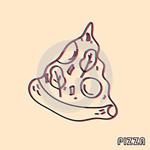Pizza. Vector illustration with risograph print effect