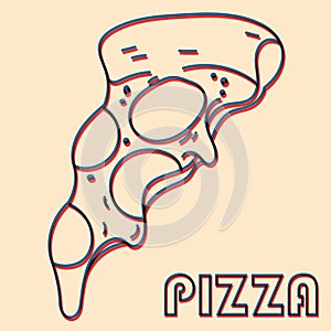 Pizza. Vector illustration with risograph print effect