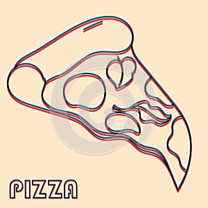 Pizza. Vector illustration with risograph print effect