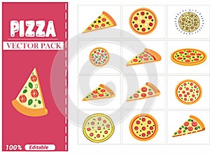 pizza vector illustrator icon bundle