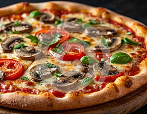 Pizza vegetable with mushrooms.
