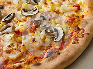 Pizza with Vegetables Pineapple and Mushrooms